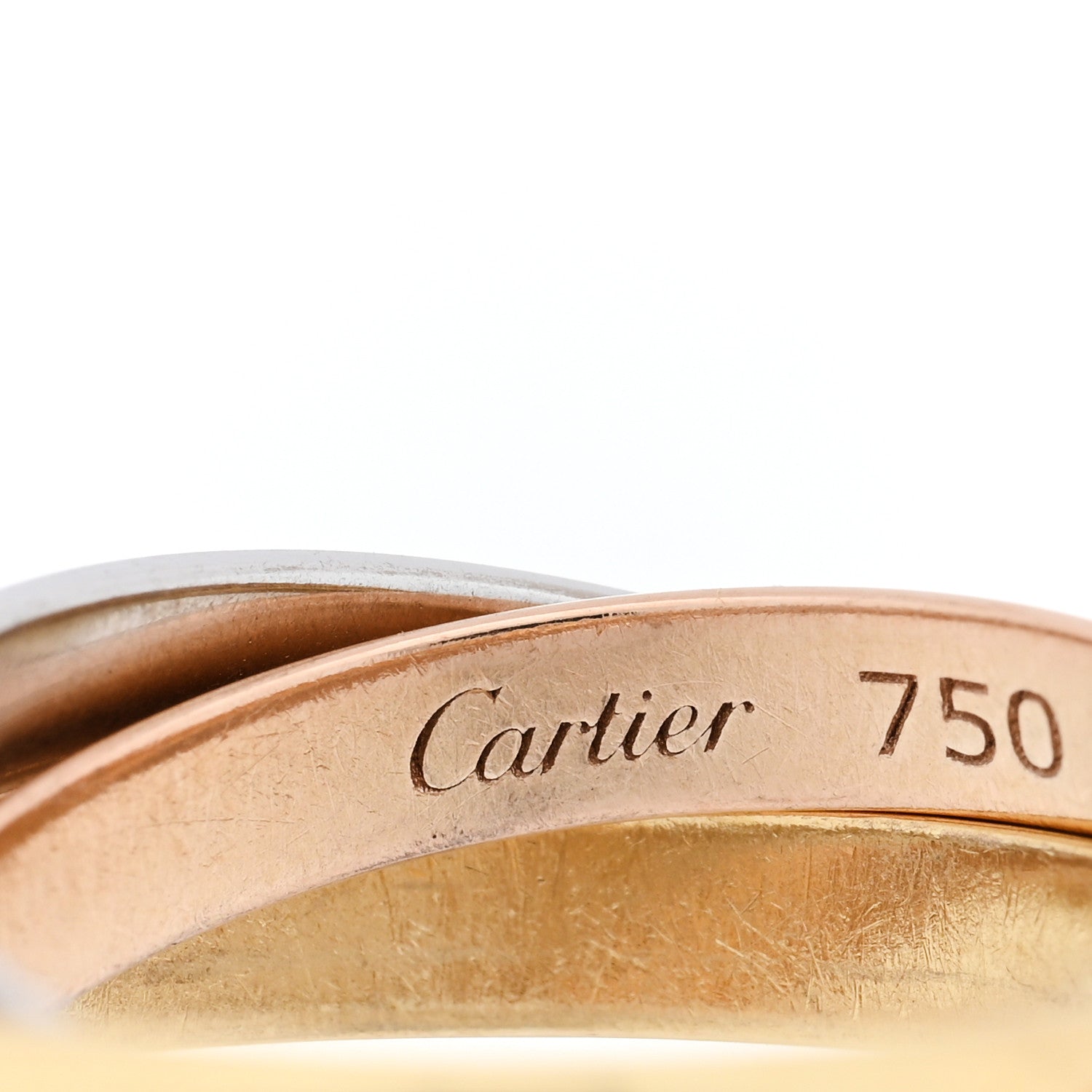 Cartier 18K White Yellow Pink Gold Diamond Small Trinity Paved Ring 46 3.75 4 of 5