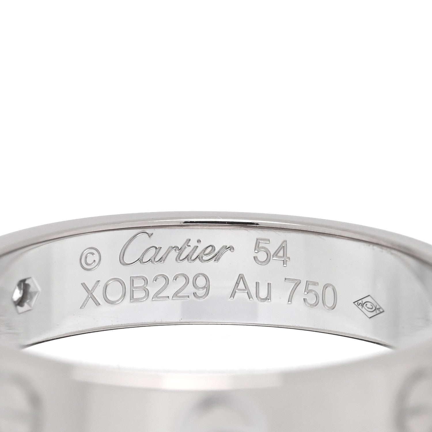 Cartier 18K White Gold Diamond 4mm LOVE Wedding Band Ring 54 6.75 4 of 4