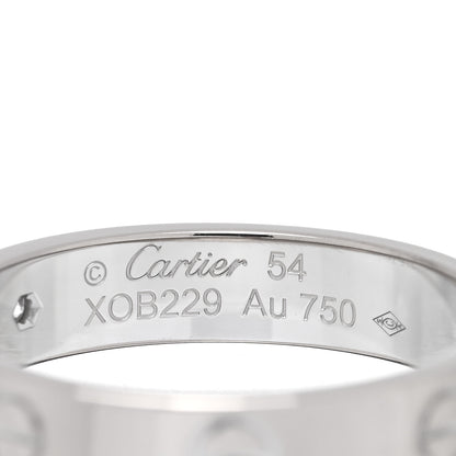 Cartier 18K White Gold Diamond 4mm LOVE Wedding Band Ring 54 6.75 4 of 4