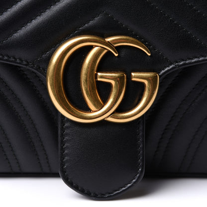 Gucci Calfskin Matelasse Small GG Marmont Shoulder Bag Black 9 of 12