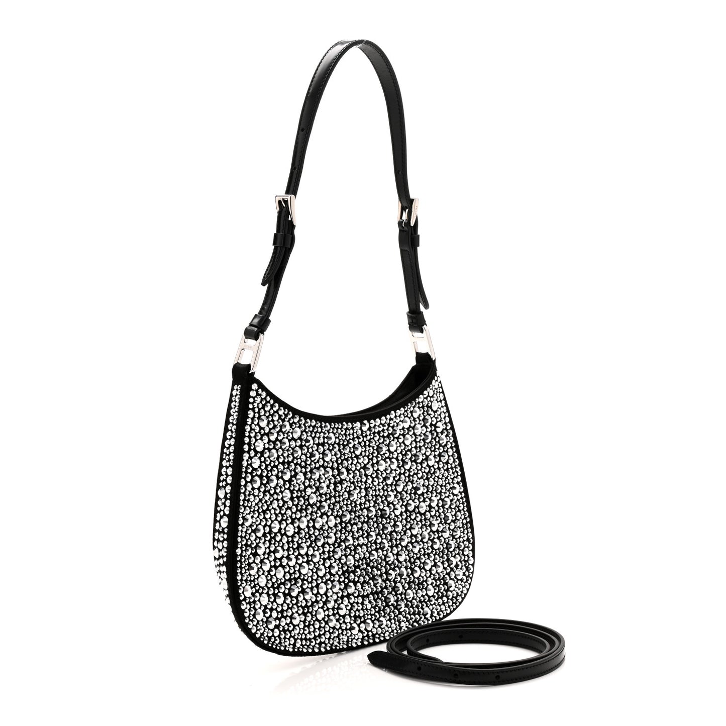 Satin Crystal Cleo Adjustable Strap Shoulder Bag Metal