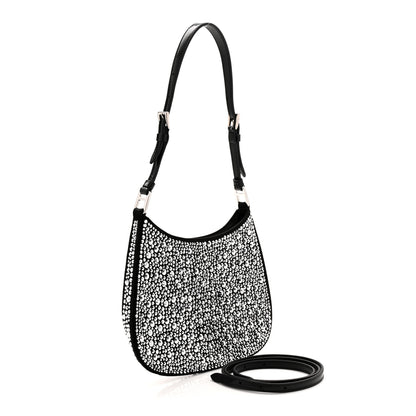 Prada Satin Crystal Cleo Adjustable Strap Shoulder Bag Metal 3 of 11
