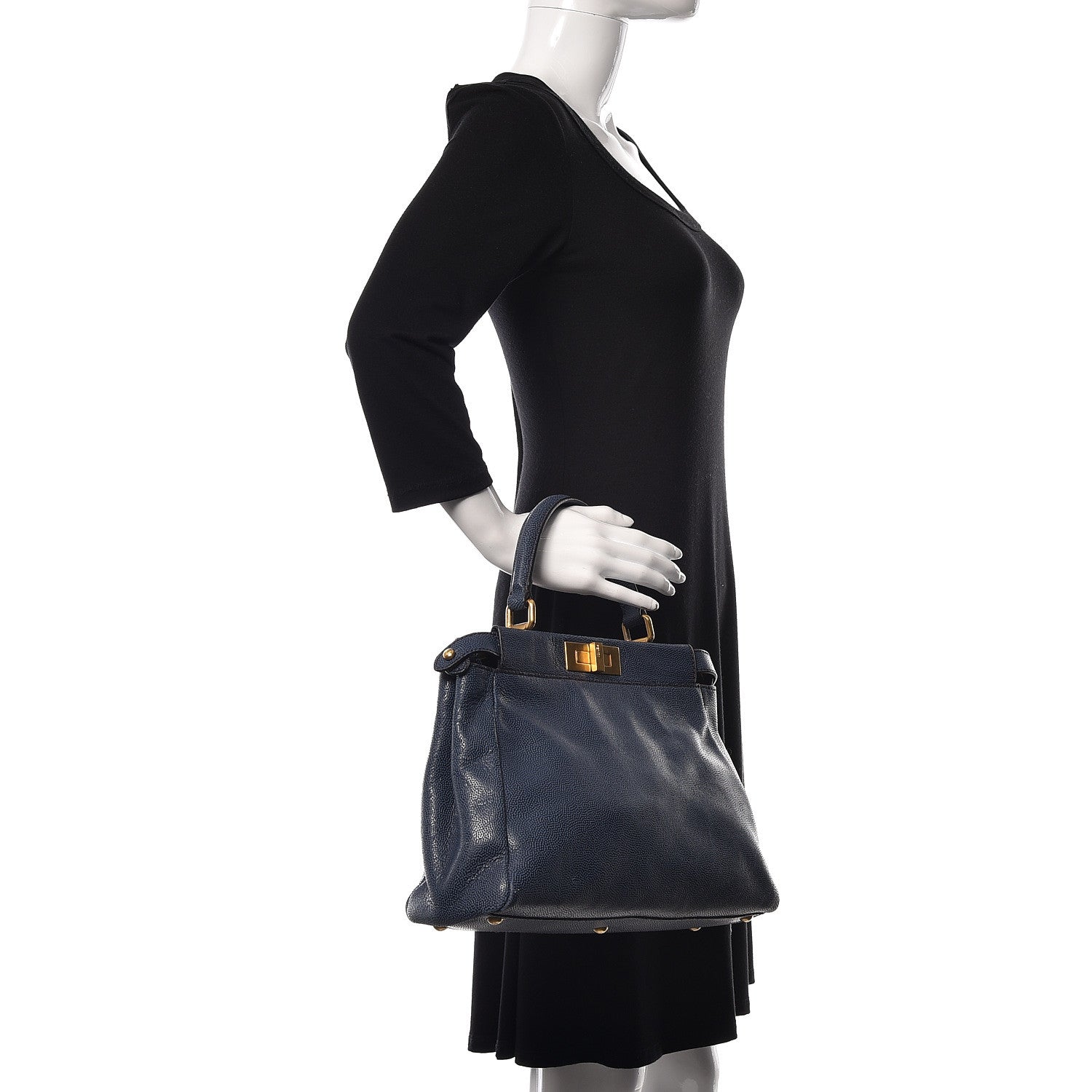 Fendi Patent Medium Peekaboo Iconic Satchel Blue 2 of 13