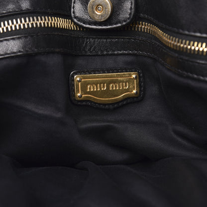 Miu Miu Vitello Lux Gathered Tote Black 6 of 17