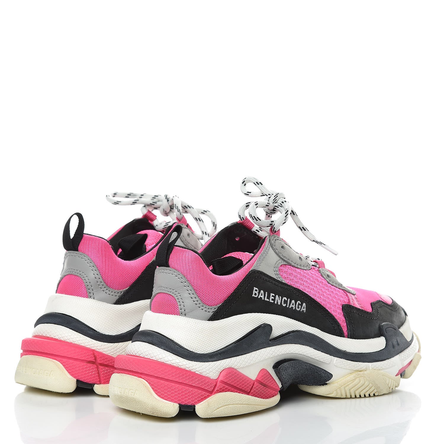 Balenciaga Fabric Mesh Womens Triple S Sneakers 38 Fluo Pink Grey White 4 of 8