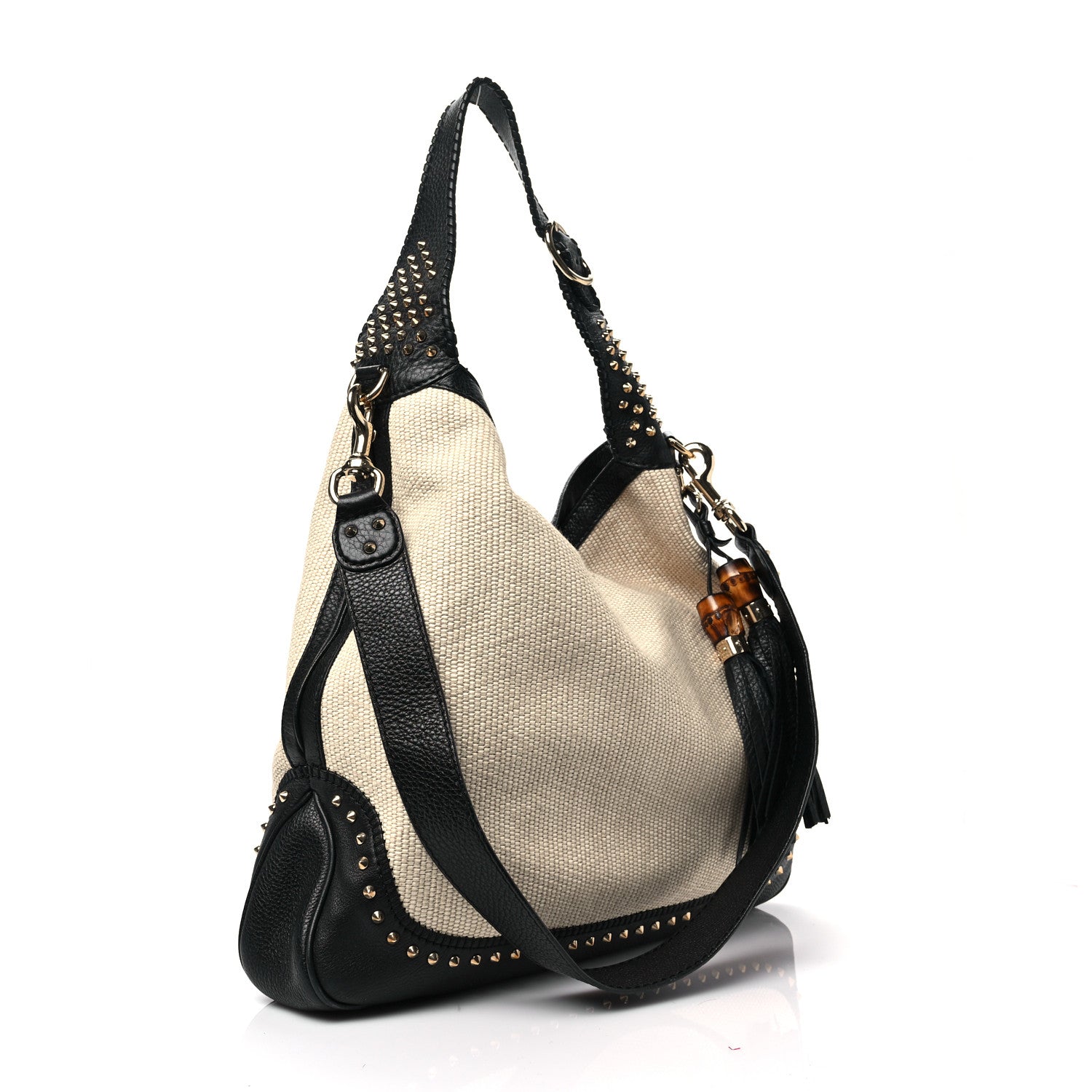 Gucci Raffia New Jackie Large Shoulder Bag Black 2 of 8