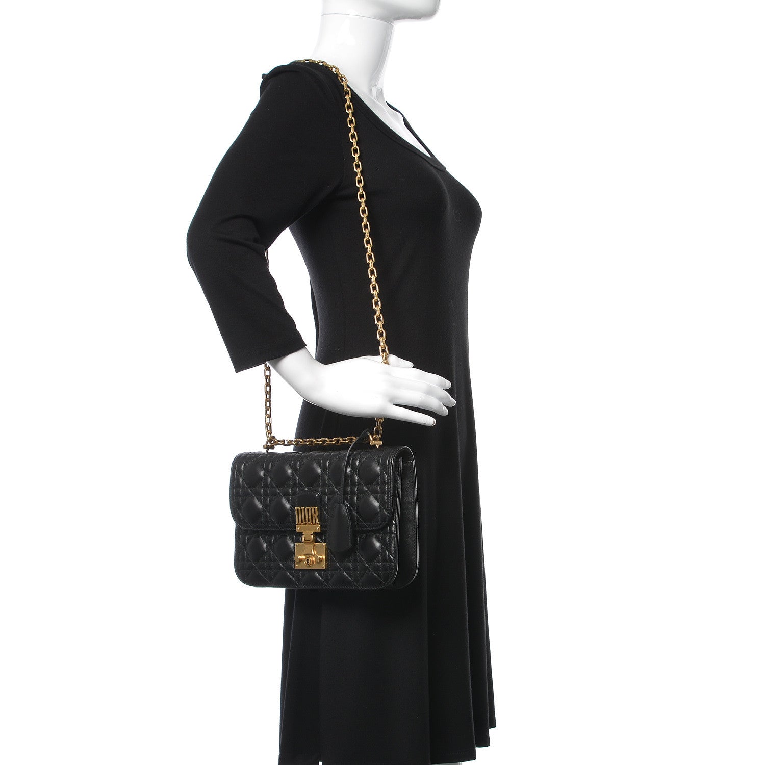 Christian Dior Lambskin Cannage Large Dioraddict Flap Bag Black 2 of 14