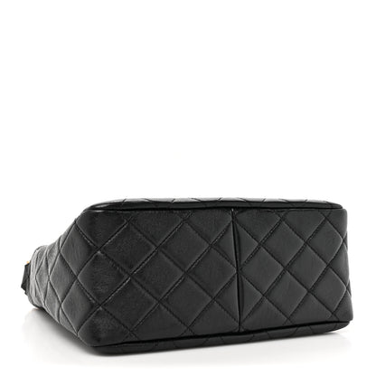 Chanel Shiny Lambskin Quilted CC Hobo Black 4 of 11