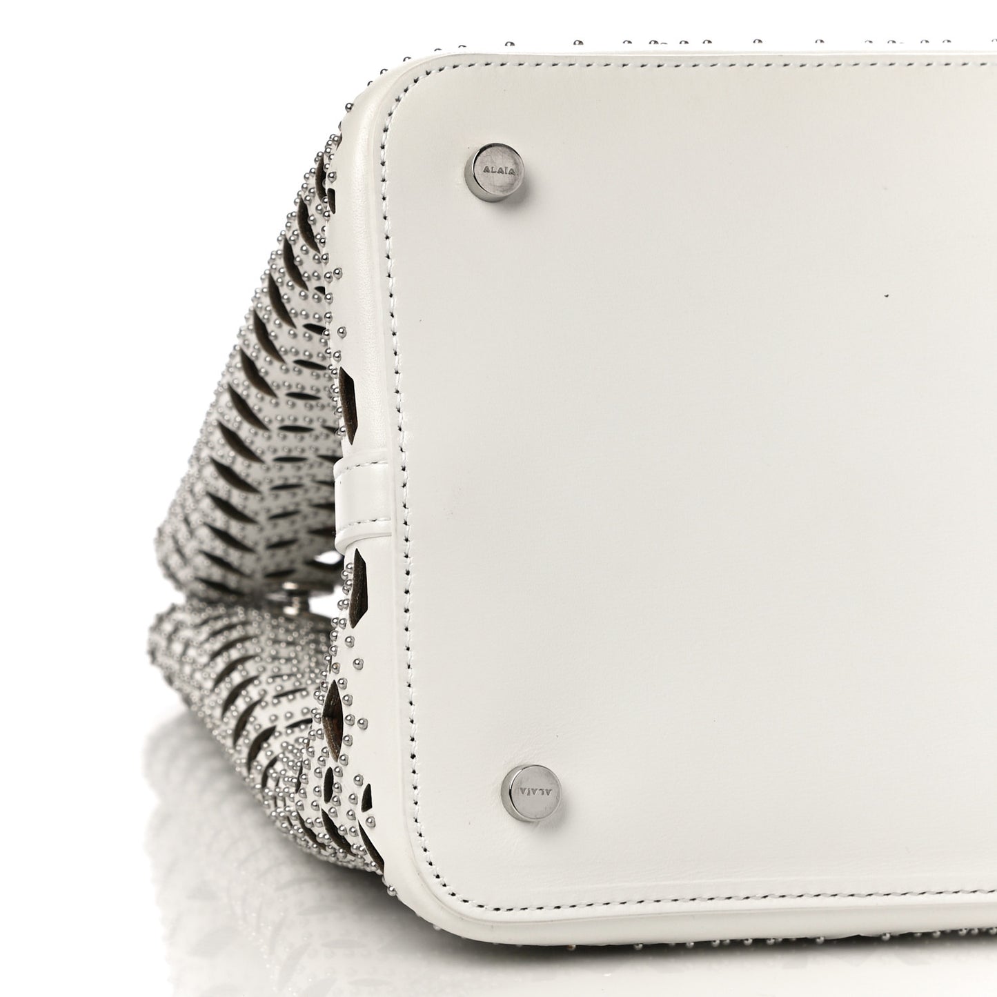 Calfskin Laser Cut Mina 32 Bag Blanc Optique