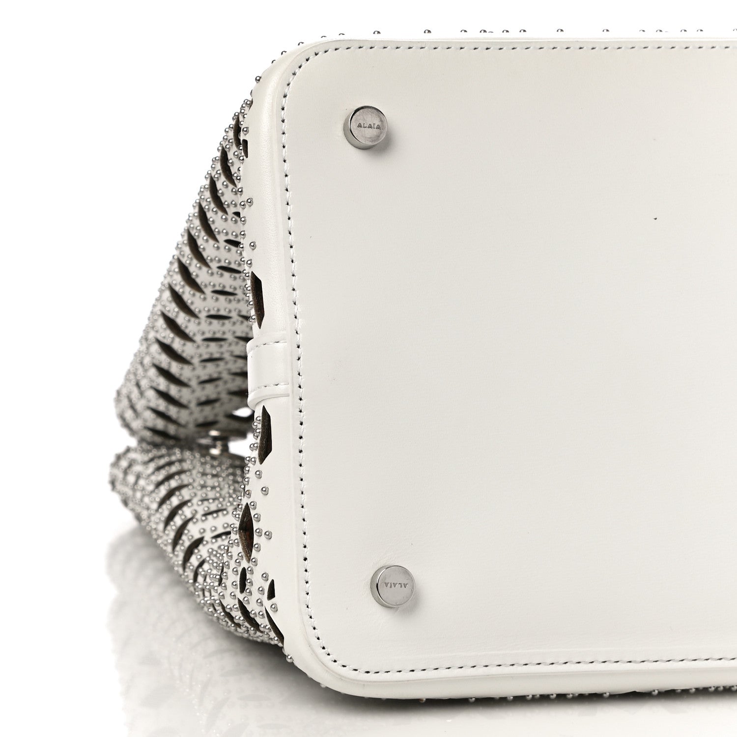 Alaia Calfskin Laser Cut Mina 32 Bag Blanc Optique 6 of 10