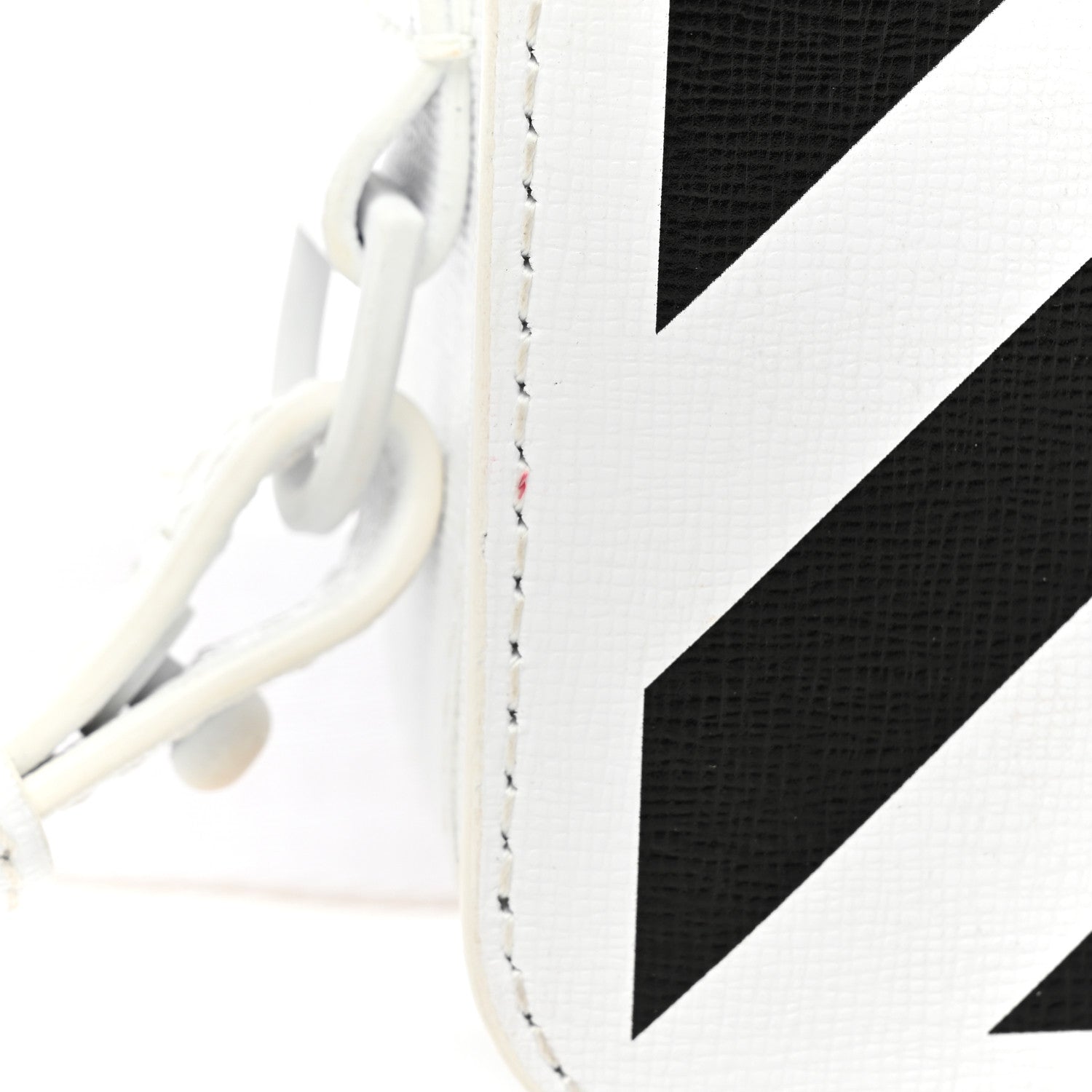 Off-White Calfskin Diag Flap Bag White Black 12 of 15