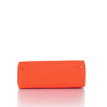 Hermes Taurillon Clemence Kelly Retourne 32 Orange Poppy 6 of 28