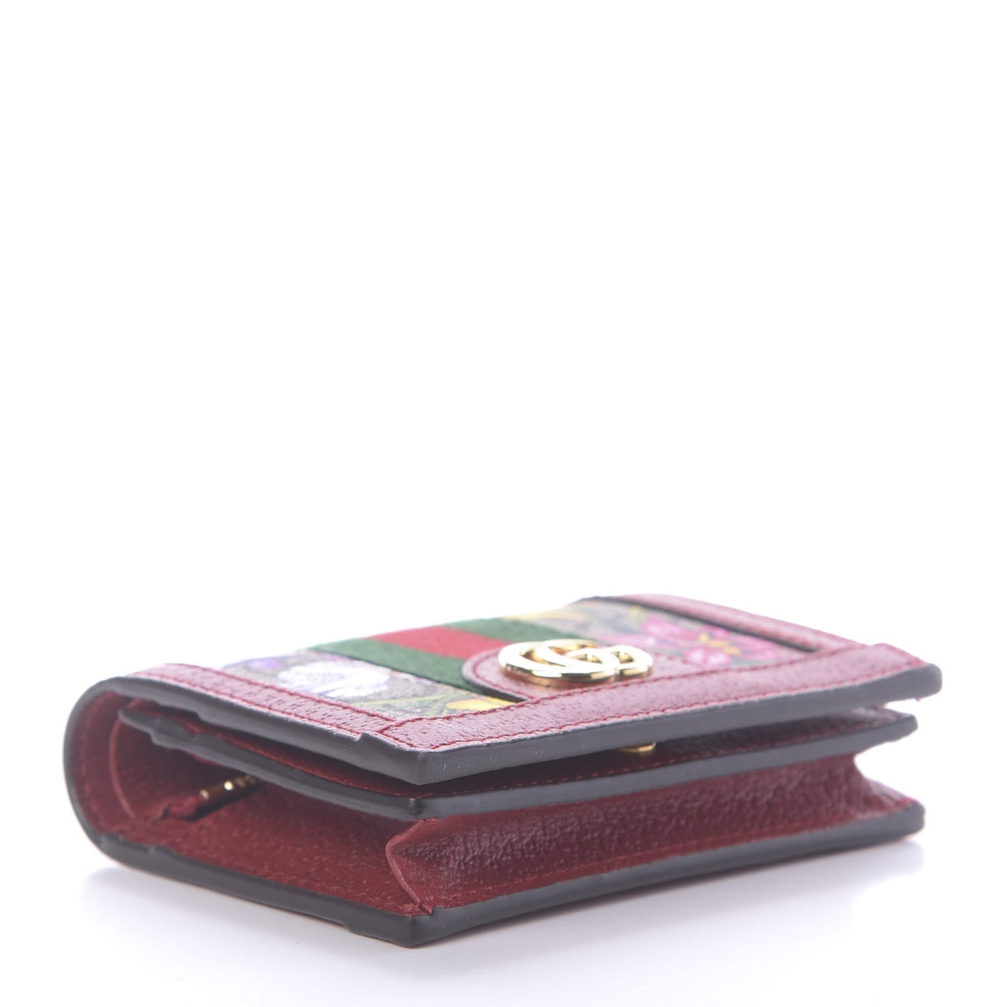 GG Supreme Monogram Flora Web Ophidia Card Case Red