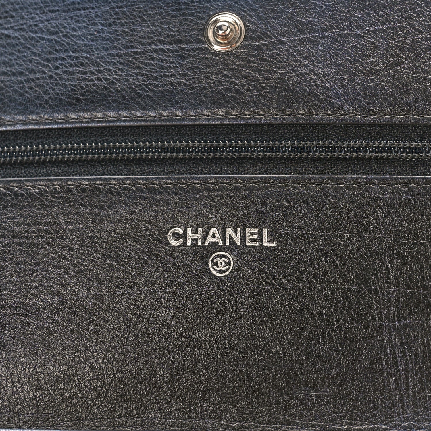 Chanel Metallic Calfskin Quilted Boy Wallet On Chain WOC Navy Blue 6 of 11