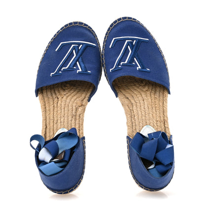 Louis Vuitton Canvas Escale Starboard Espadrille Flats 37.5 Blue 2 of 10