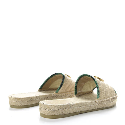 Gucci Straw Elaphe Matelasse GG Marmont Espadrille Slide Sandals 36.5 Natural New Shamarock 4 of 10