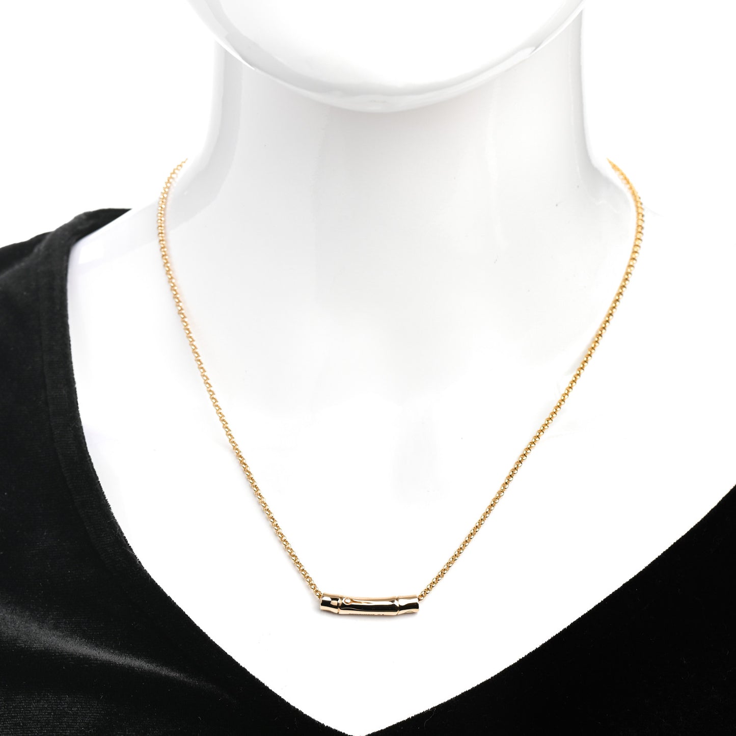 18K Yellow Gold Bamboo Slide Pendant Necklace