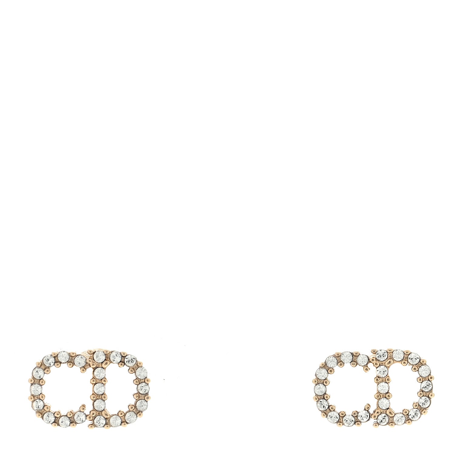 Christian Dior Strass Crystal CD Earrings Gold 1 of 4
