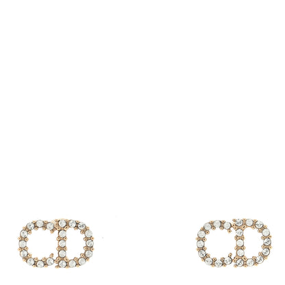 Christian Dior Strass Crystal CD Earrings Gold 1 of 4