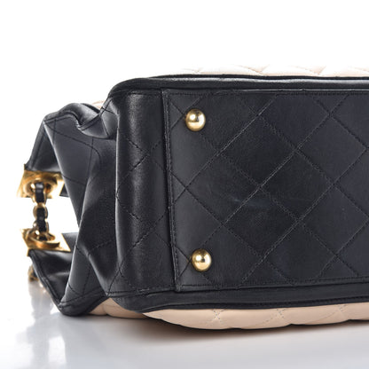 Chanel Lambskin Quilted Elegant CC Shopping Tote Beige Black 19 of 19