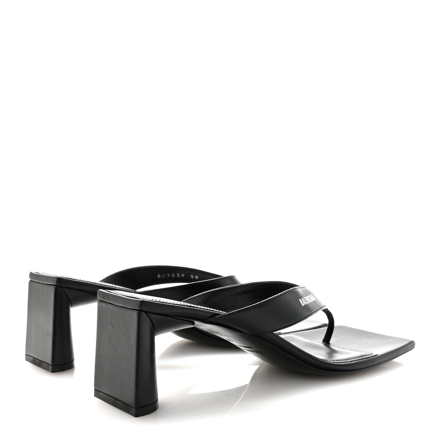 Balenciaga Calfskin Double Square Flat 60mm Sandals 39 Black 5 of 10