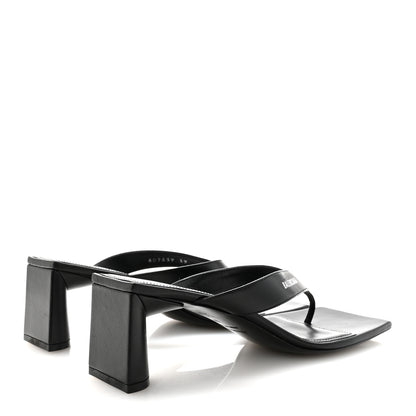Balenciaga Calfskin Double Square Flat 60mm Sandals 39 Black 5 of 10