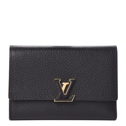 Louis Vuitton Taurillon Capucines Compact Wallet Black 1 of 8