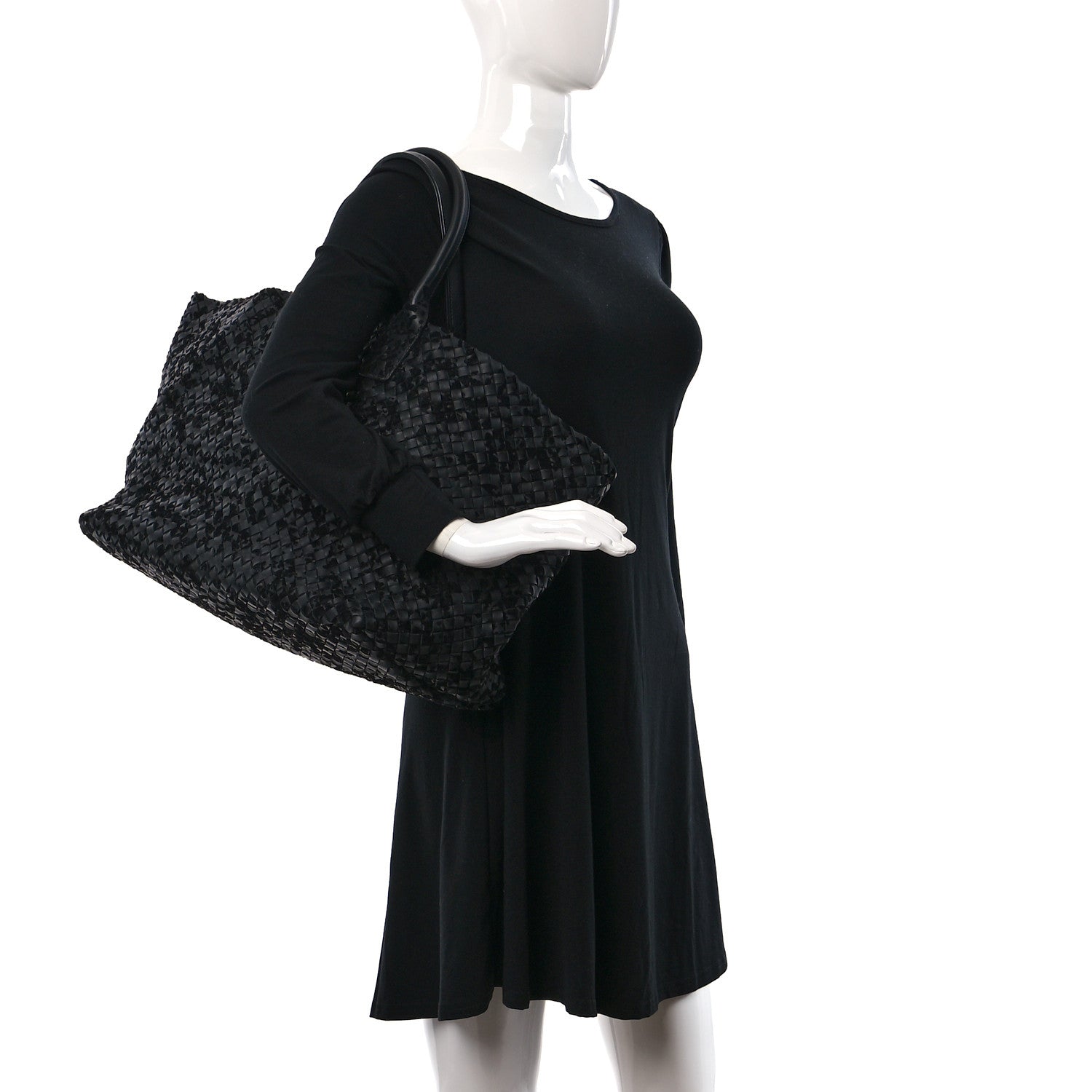 Bottega Veneta Nappa Velours Intrecciato Large Cabat Black 2 of 10