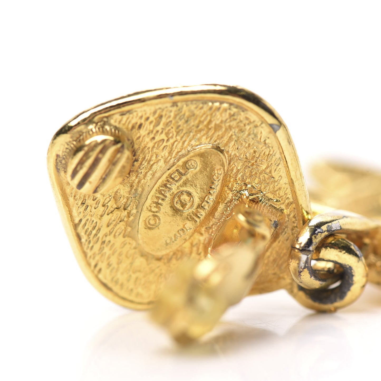 CC Drop Clip On Earrings Gold