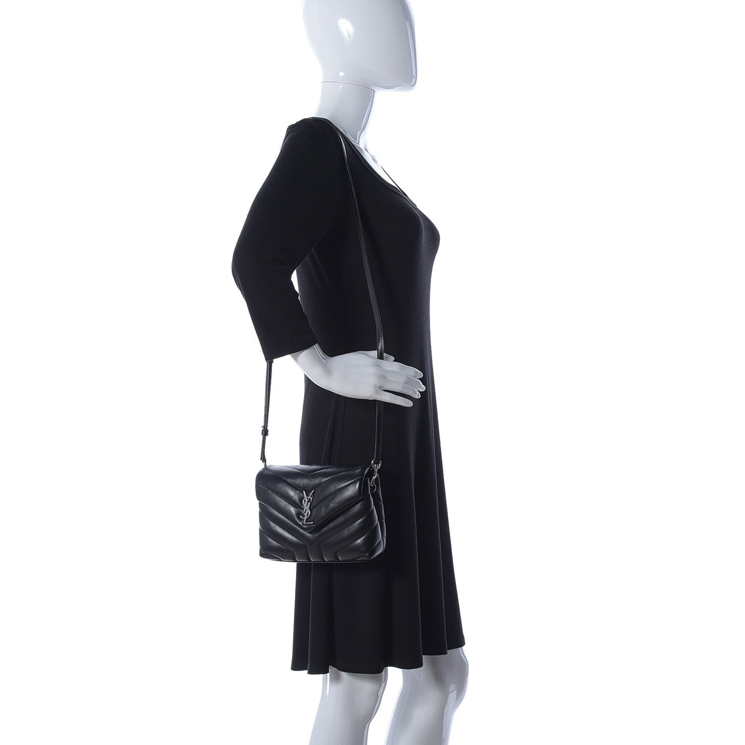 Saint Laurent Calfskin Y Quilted Monogram Toy Loulou Crossbody Bag Black 2 of 13
