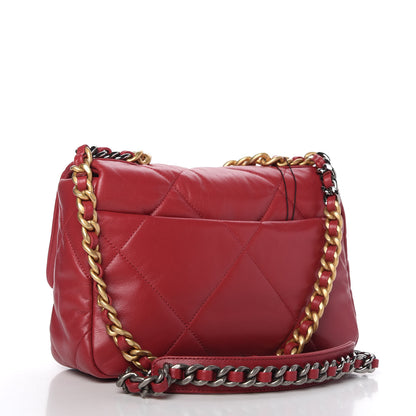 Chanel Shiny Goatskin Quilted Medium Chanel 19 Flap Dark Pink 3 of 11