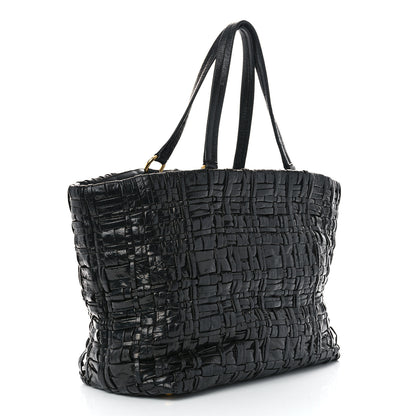 Prada Patent Woven Tote Black 3 of 12