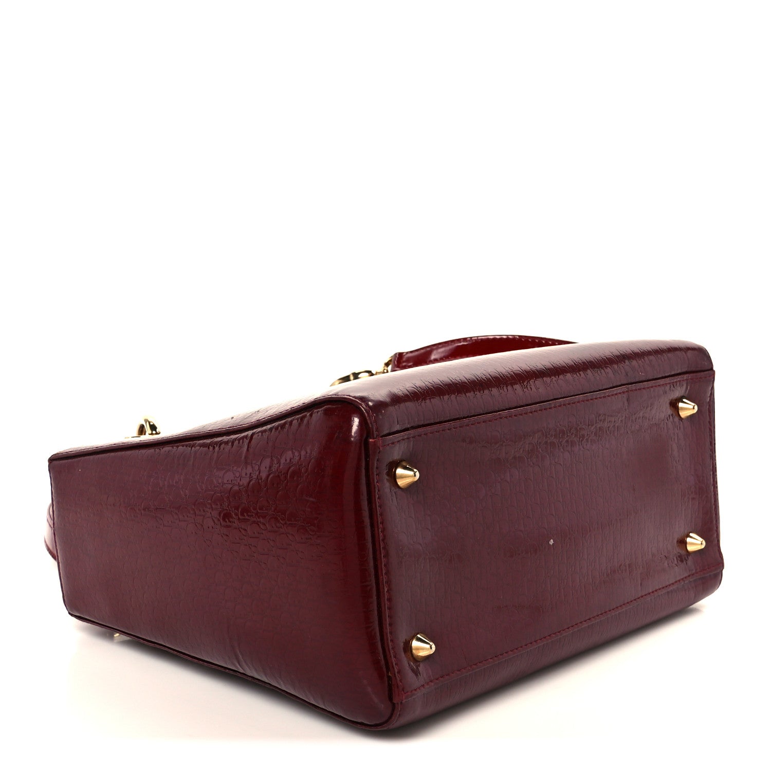 Christian Dior Patent Diorissimo Medium Lady Dior Burgundy Red 4 of 11