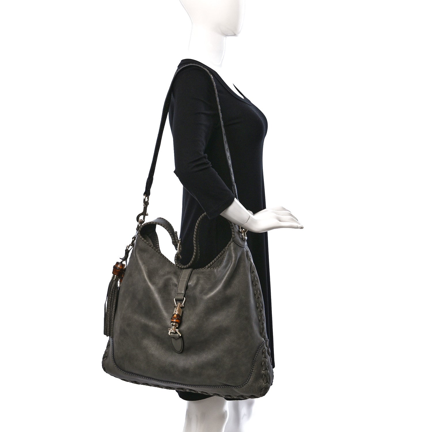 Gucci Calfskin Large New Jackie Shoulder Bag Military 2 of 10