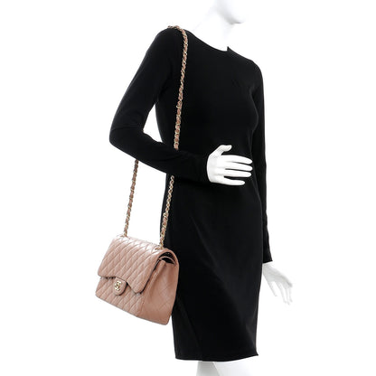 Chanel Lambskin Quilted Jumbo Double Flap Dark Beige 2 of 10