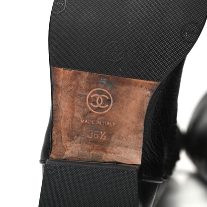 Chanel Calfskin Ascot Knee High CC Boots 36.5 Black 6 of 6