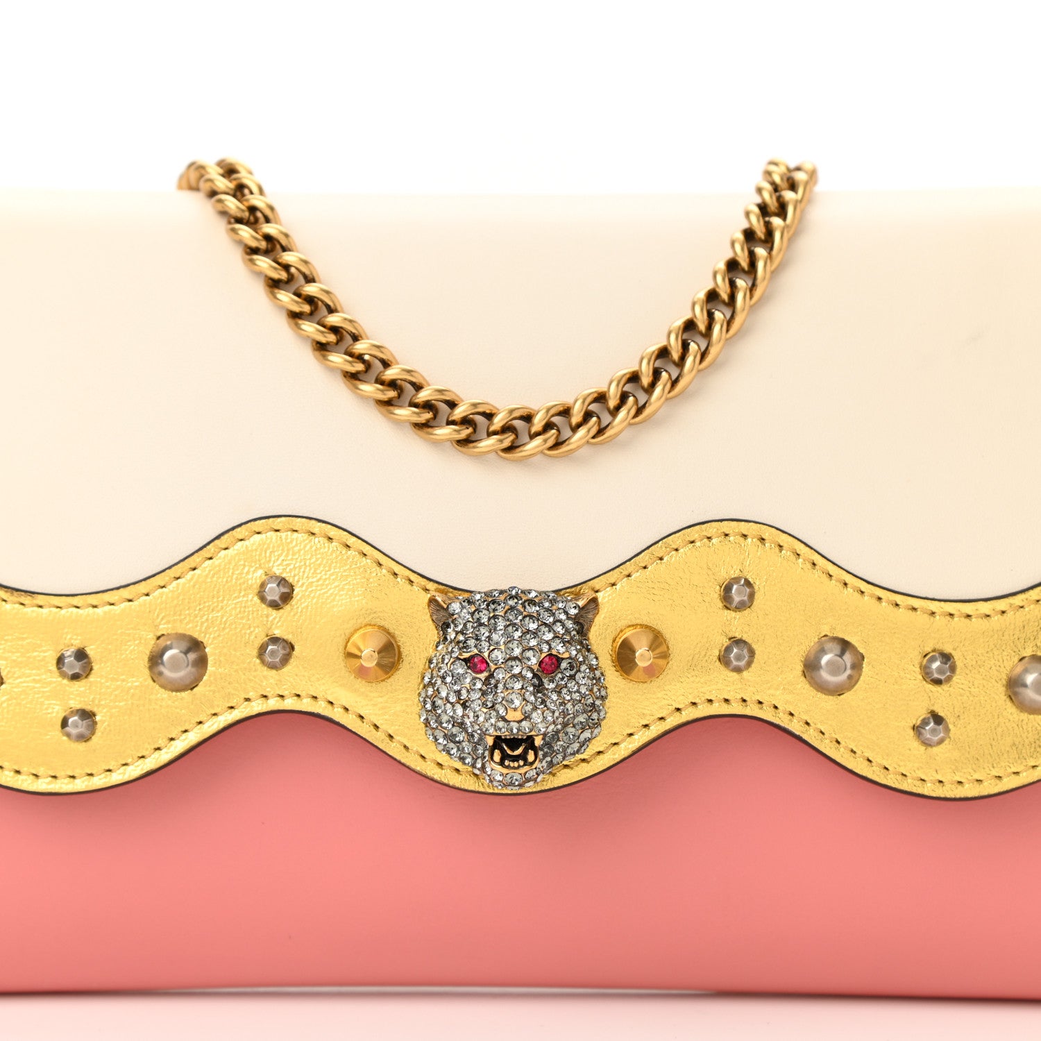 Gucci Calfskin Animalier Broadway Clutch Pink 8 of 10