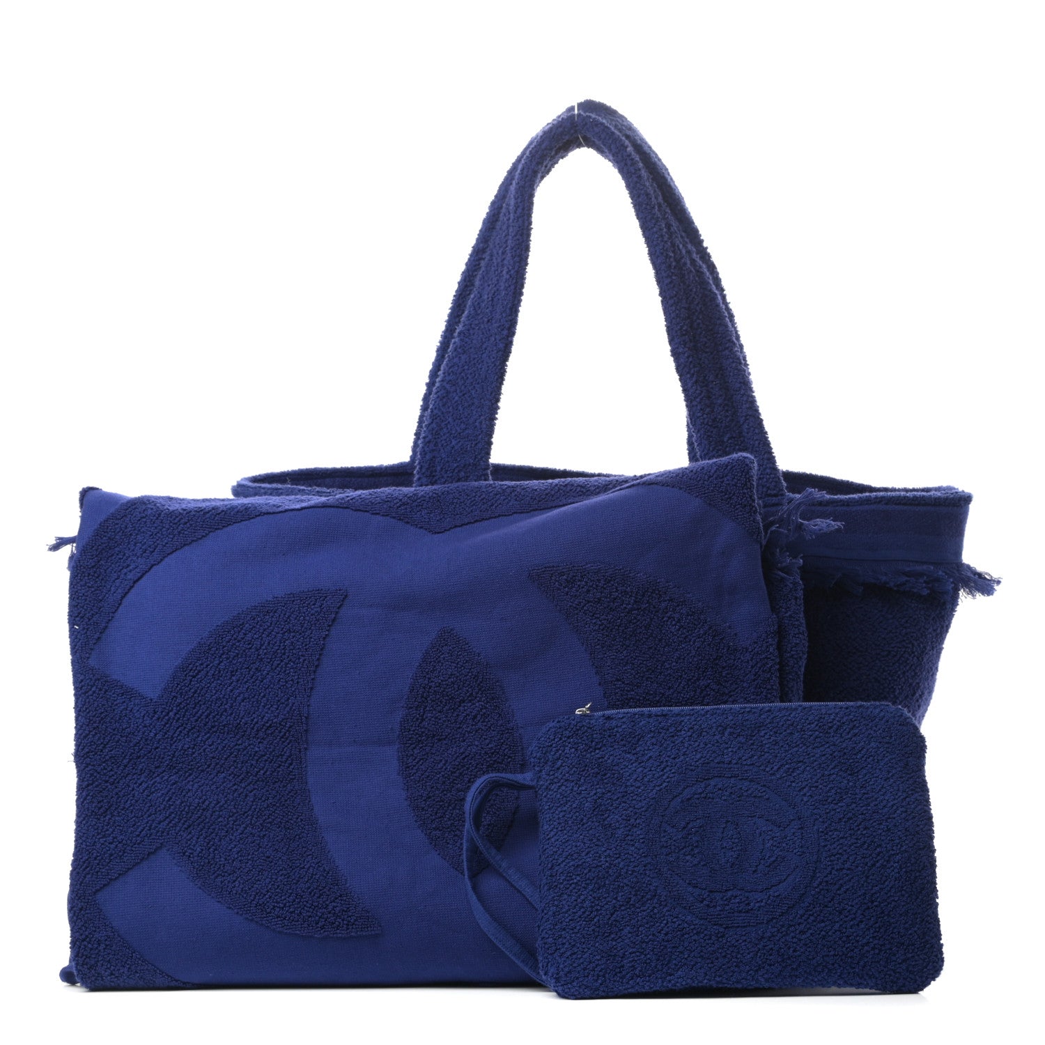 Chanel Terry Cotton CC Beach Tote Towel Set Blue 3 of 11