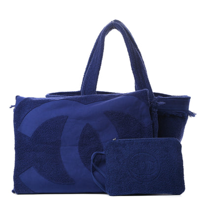 Chanel Terry Cotton CC Beach Tote Towel Set Blue 3 of 11
