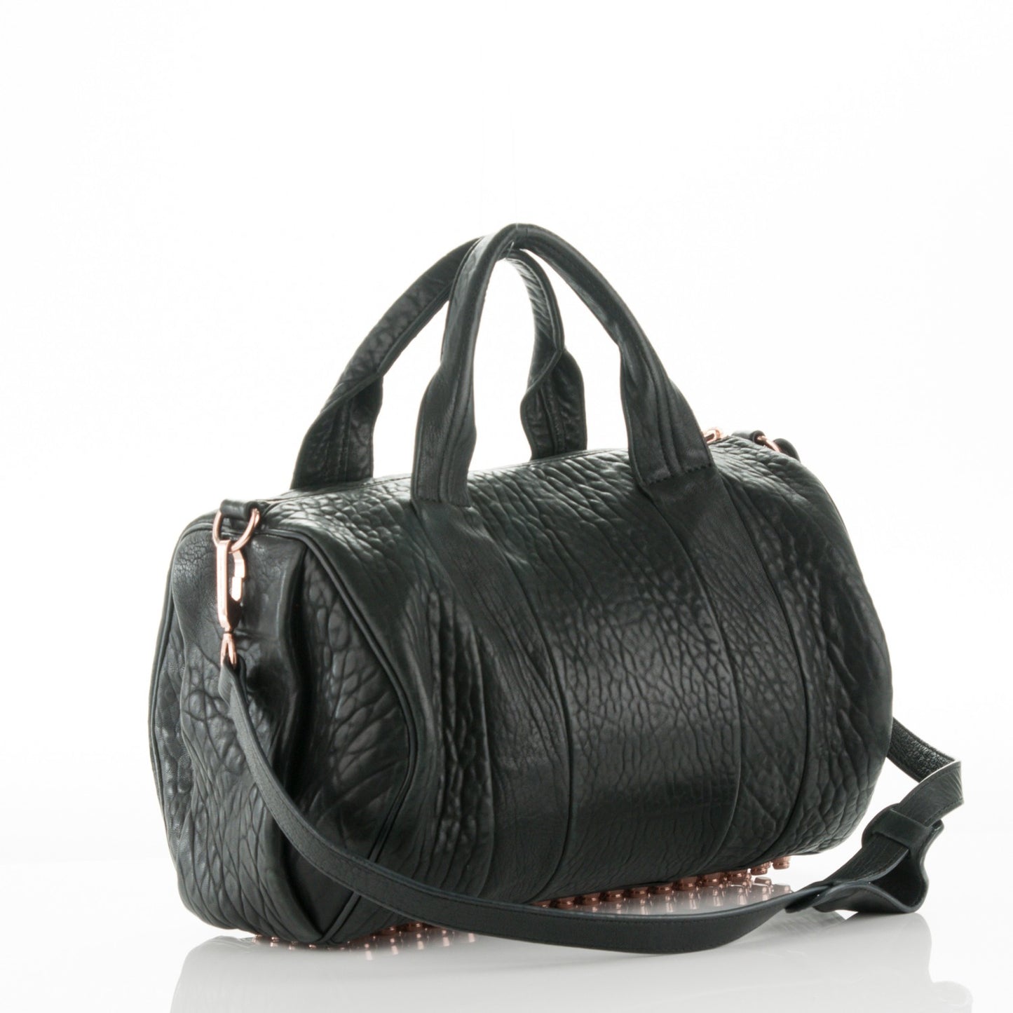 Pebbled Lambskin Rocco Black Rose Gold Hardware