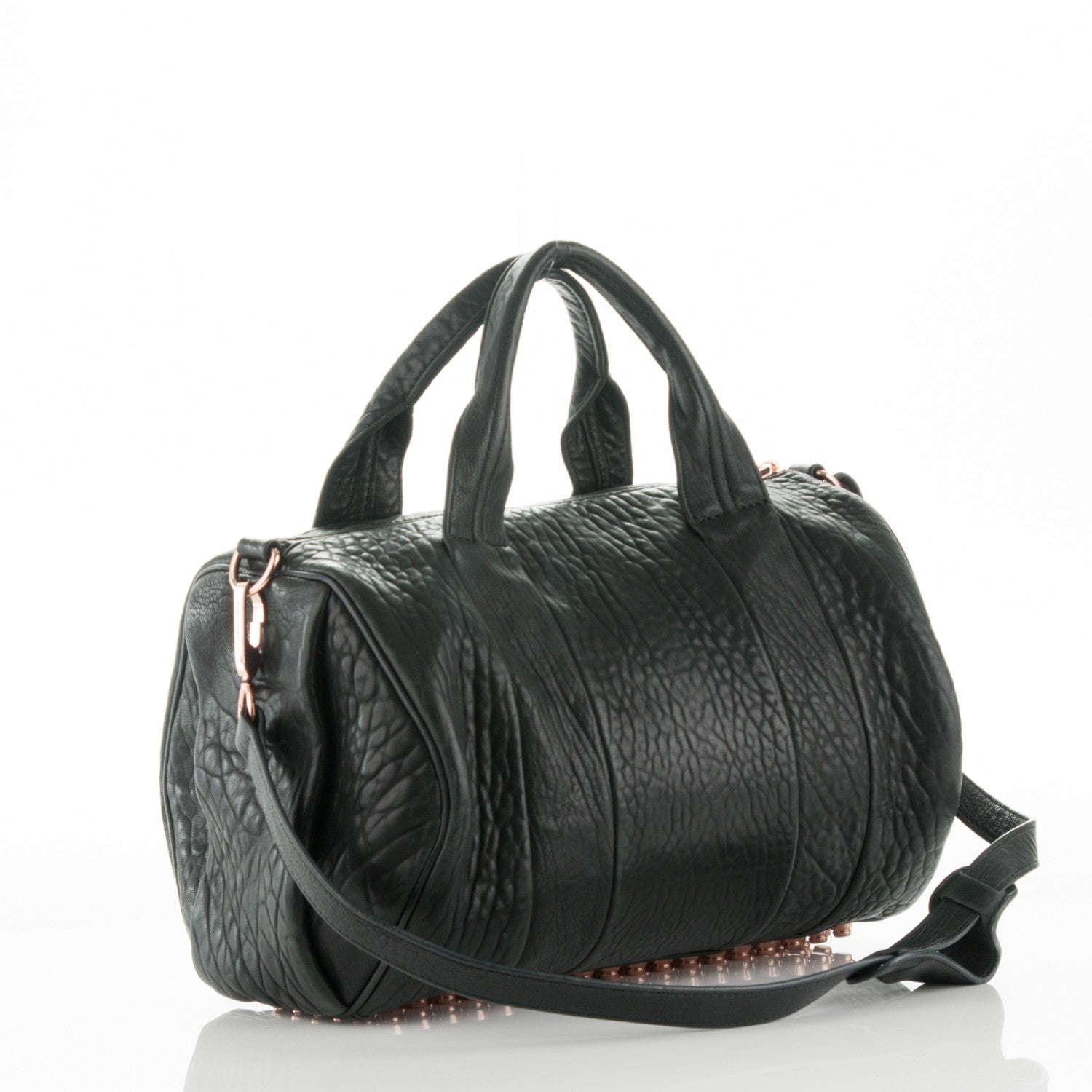Alexander Wang Pebbled Lambskin Rocco Black Rose Gold Hardware 4 of 9