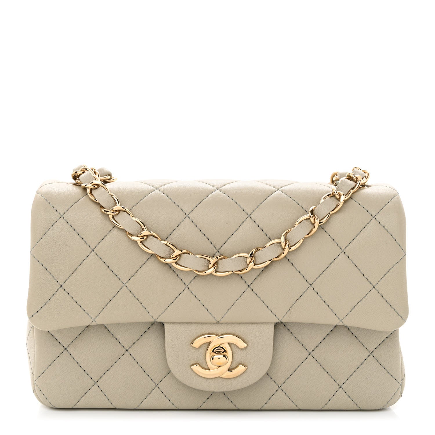 Chanel Lambskin Quilted Mini Rectangular Flap Grey 1 of 11