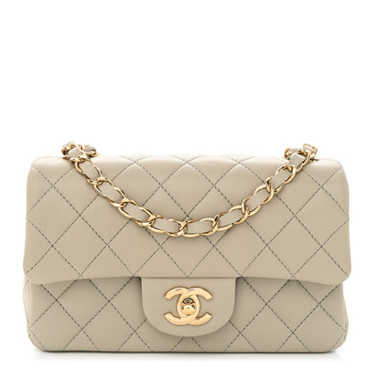 Chanel Lambskin Quilted Mini Rectangular Flap Grey 1 of 11