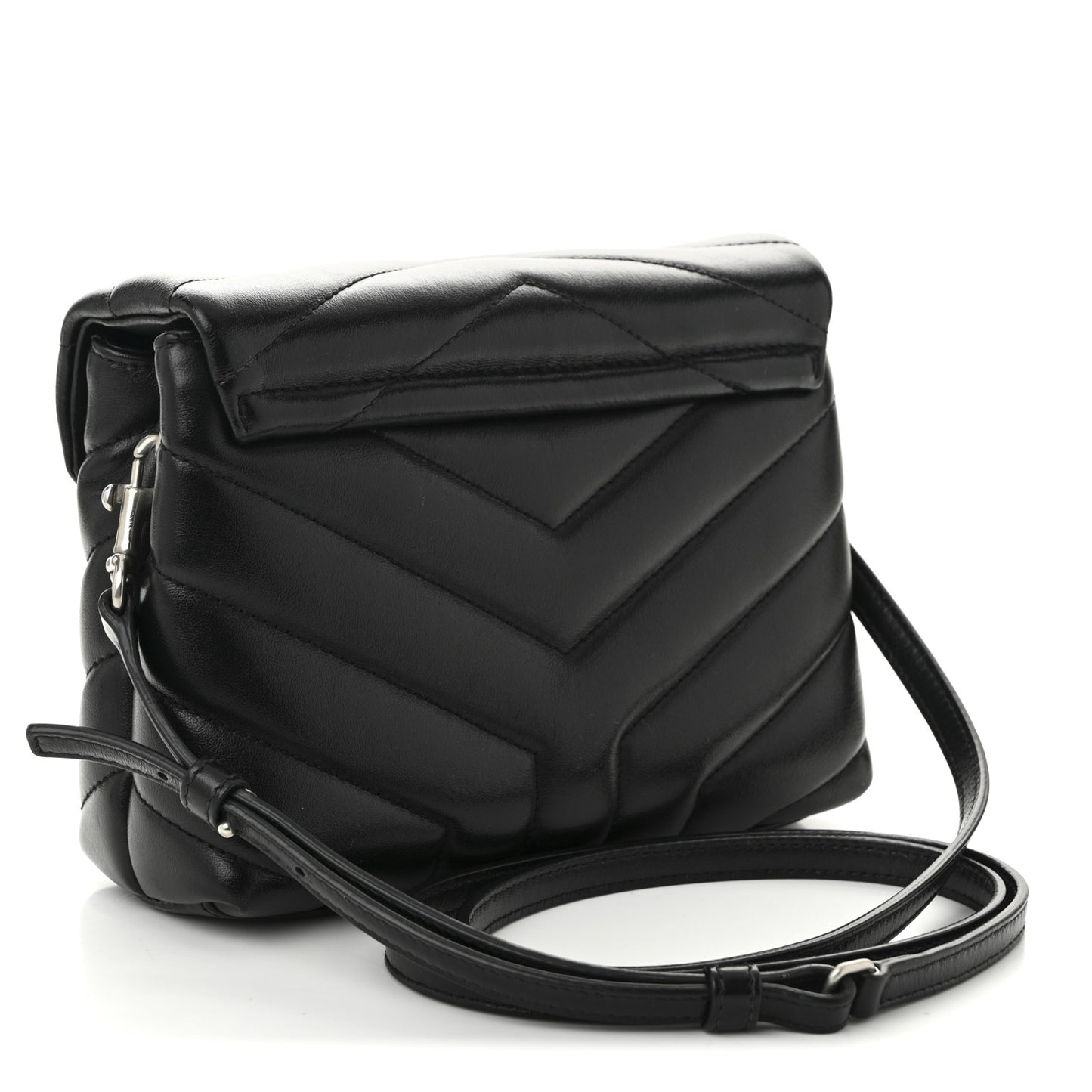 Calfskin Y Quilted Monogram Toy Loulou Crossbody Bag Black