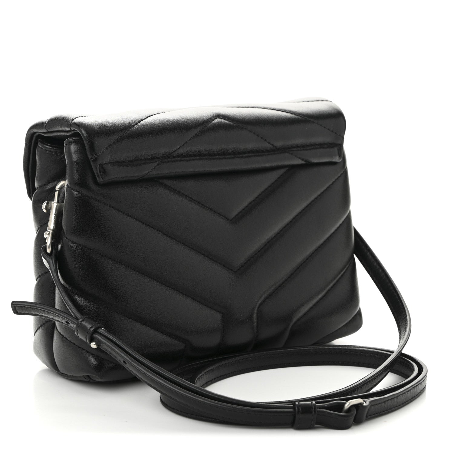Saint Laurent Calfskin Y Quilted Monogram Toy Loulou Crossbody Bag Black 3 of 12