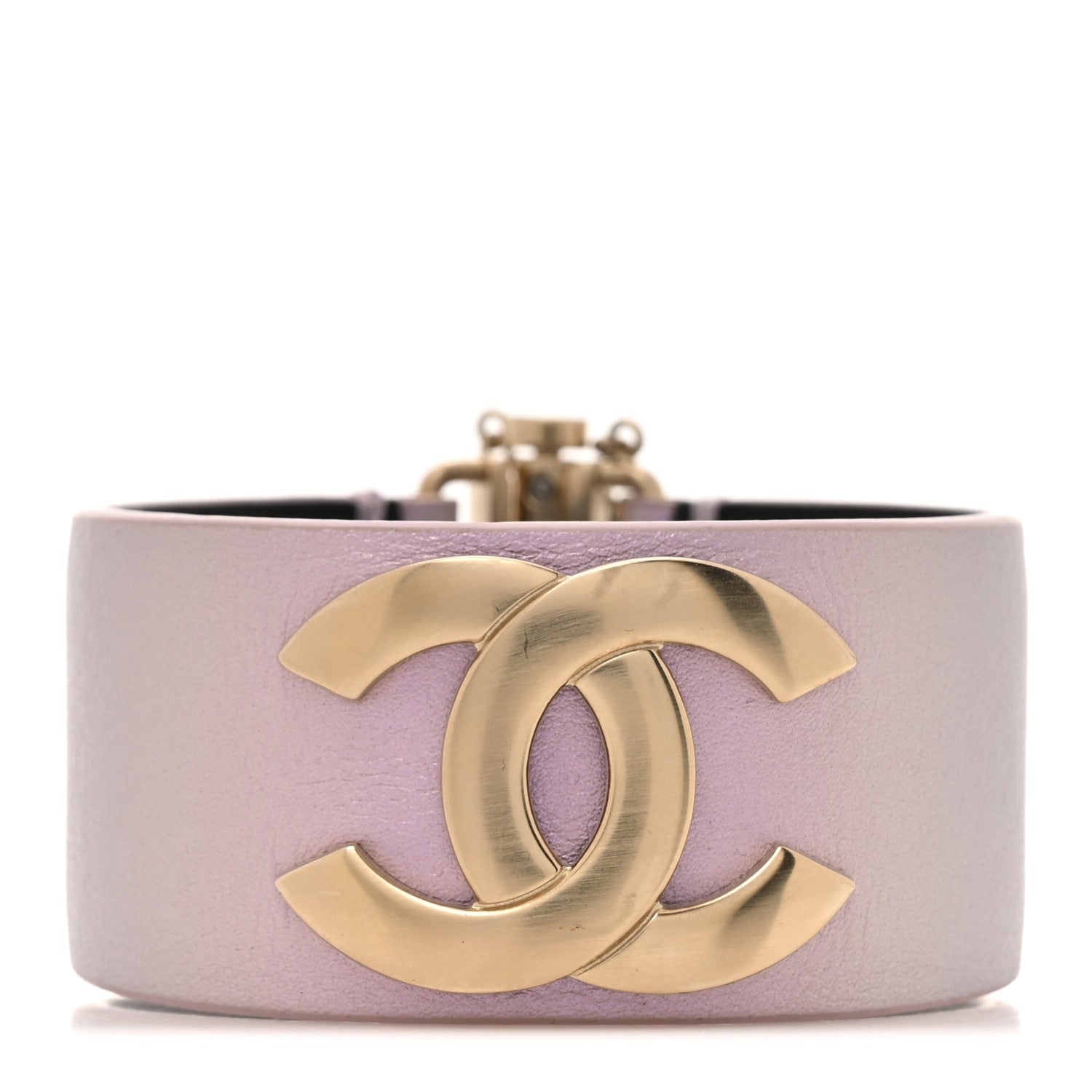 Chanel Iridescent Calfskin CC Wide Cuff M Lilac 1 of 5
