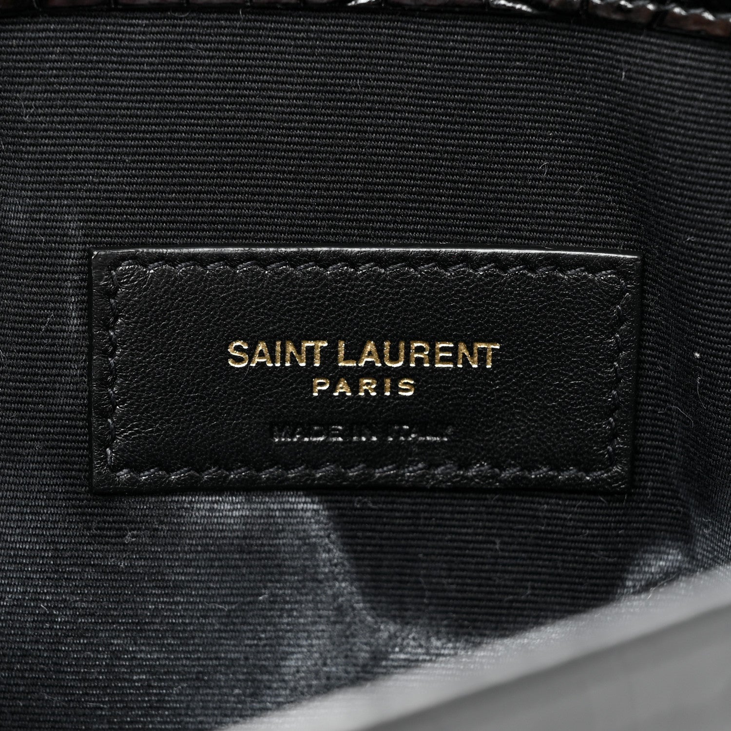 Saint Laurent Calfskin Crocodile Embossed Uptown Monogram Clutch Black 6 of 11