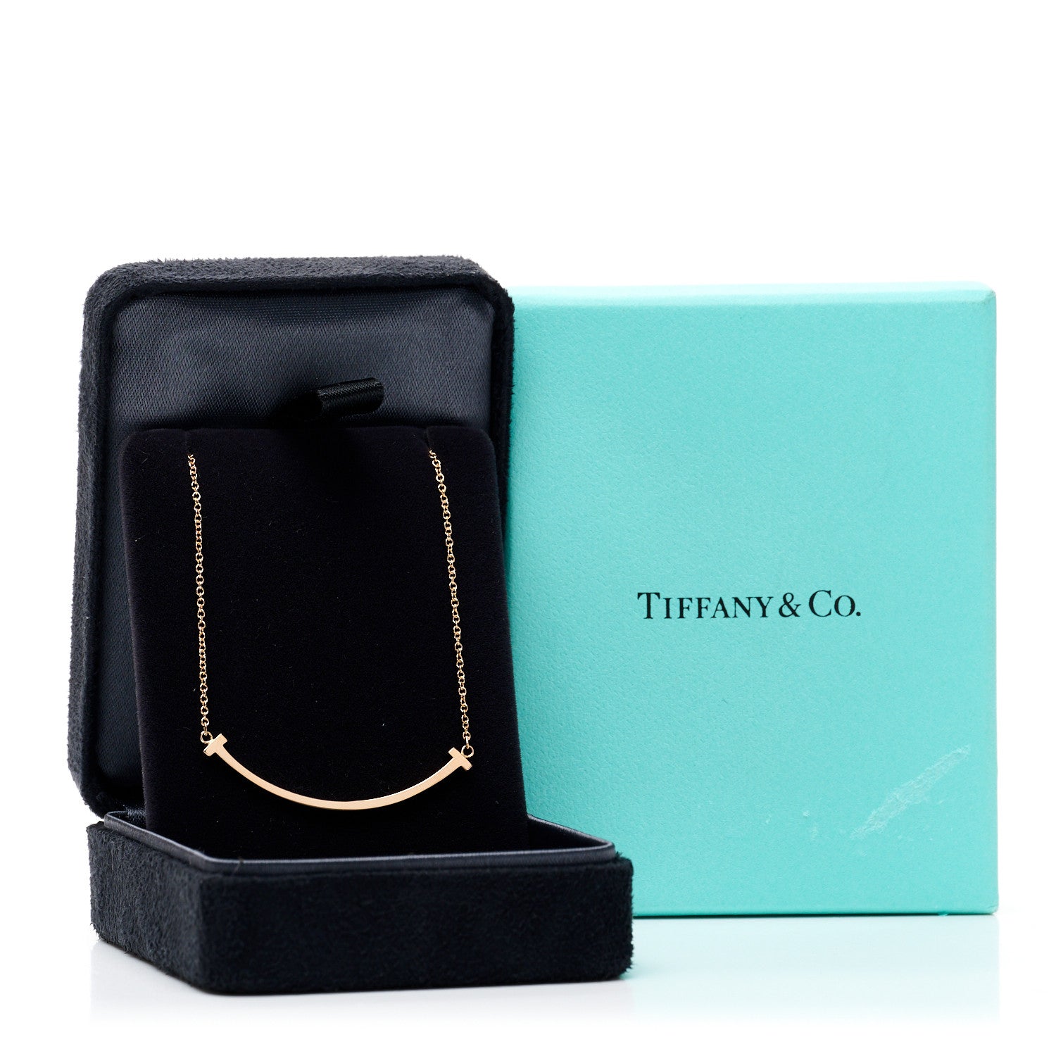 Tiffany 18K Rose Gold Small T Smile Pendant Necklace 5 of 5