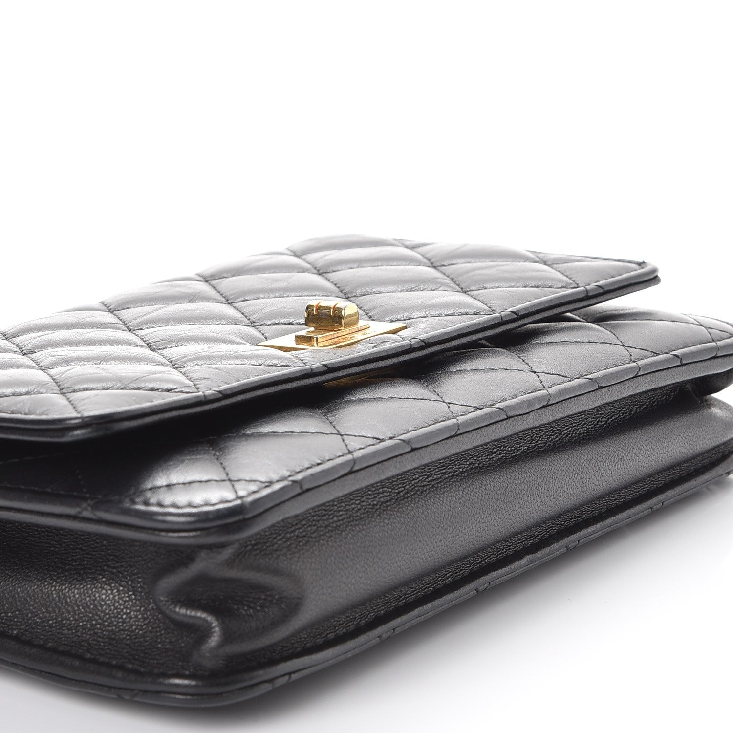 Chanel Aged Calfskin Quilted Reissue Wallet On Chain WOC Black 9 of 9