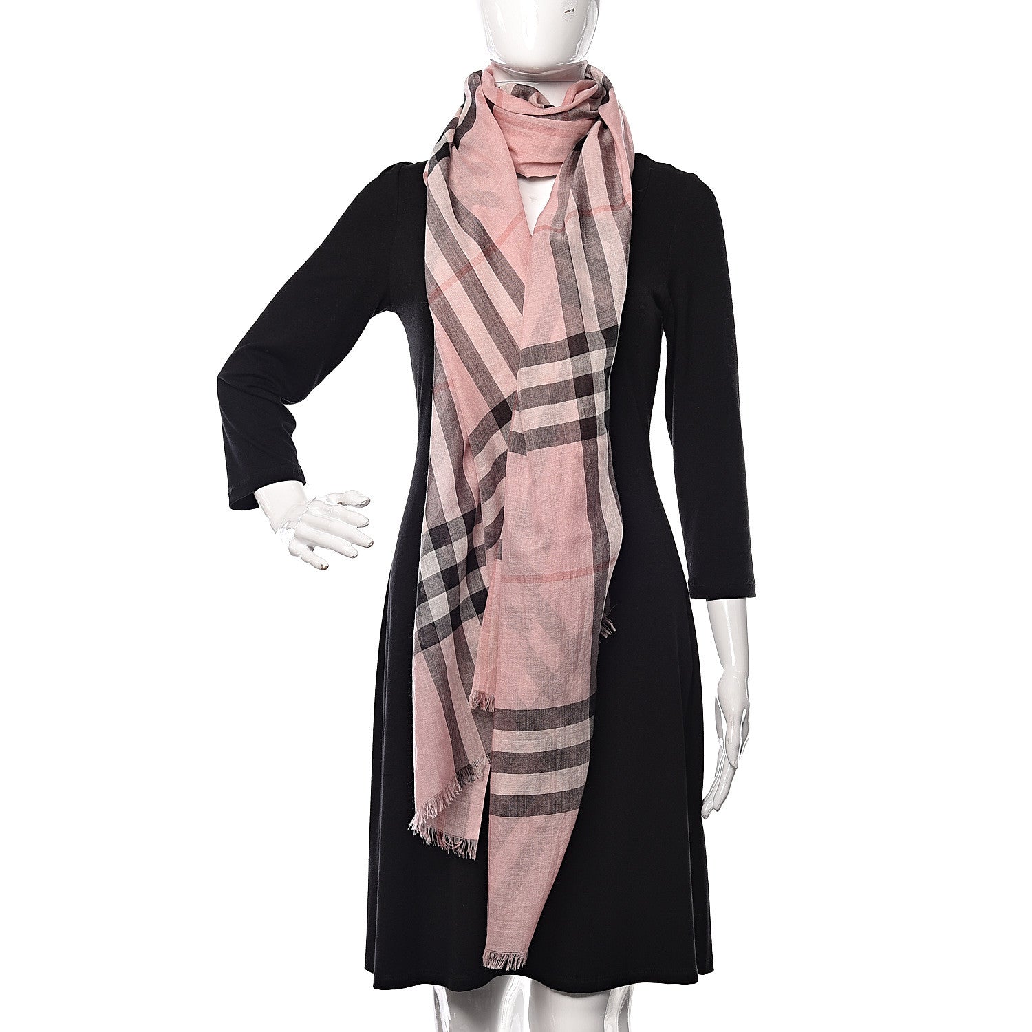 Burberry Wool Silk Gauze Giant Check Scarf Alabaster Pink 2 of 5
